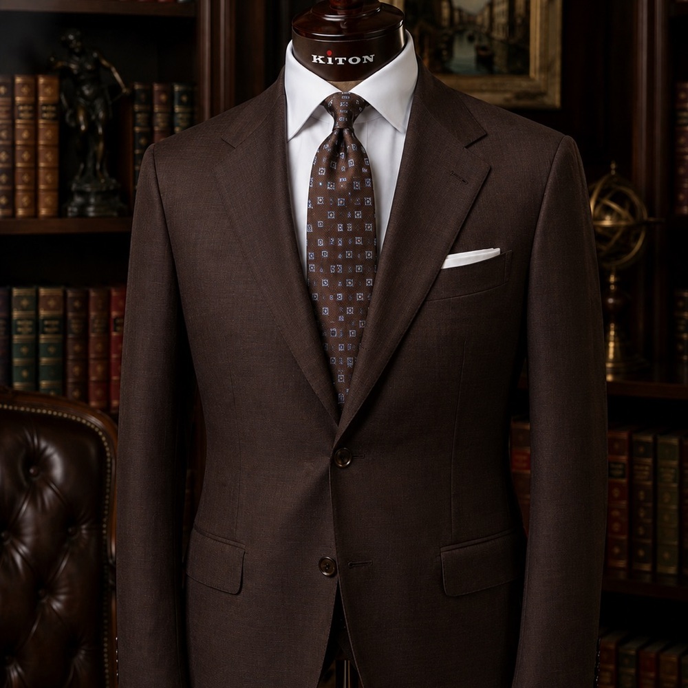 Kiton 100% Cashmere Chocolate Brown Suit